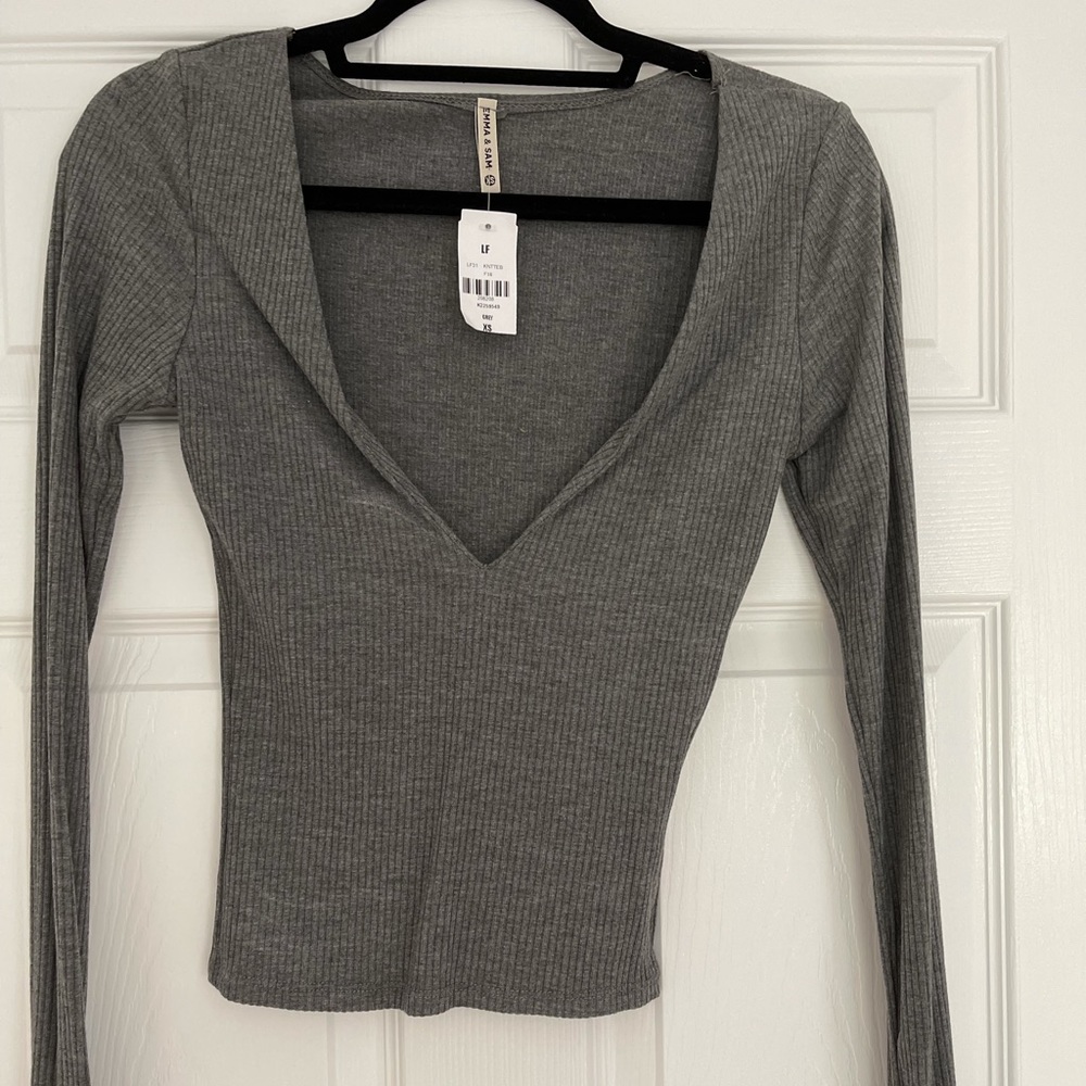 Emma and Sam knitted gray long sleeve